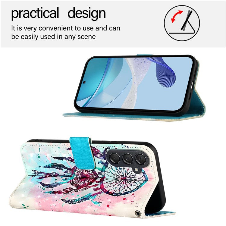 For Samsung Galaxy M55 5G / C55 5G / F55 5G Leather Case Pattern Printing Wallet Stand Mobile Cover with Strap - Colorful Wind Chime