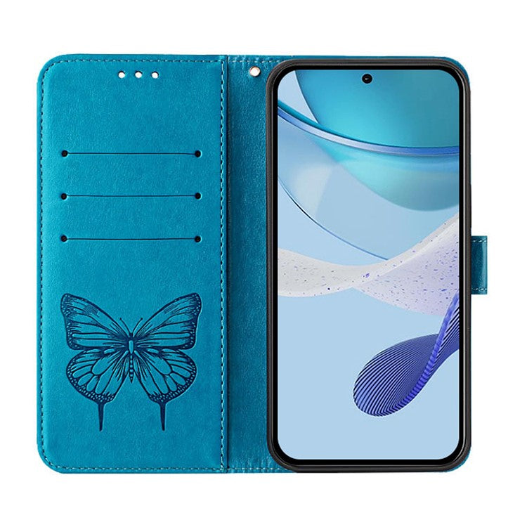 YB Imprinting Series-4 For Oppo A2 Pro 5G / A3 Pro (China) 5G Case with Wrist Strap Leather Wallet Phone Cover - Blue
