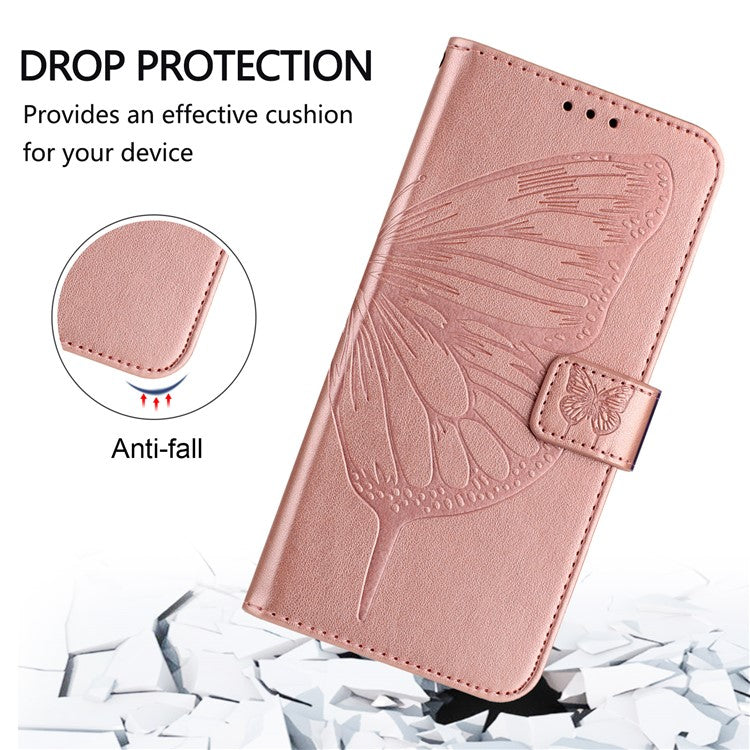 YB Imprinting Series-4 For Oppo A2 Pro 5G / A3 Pro (China) 5G Case with Wrist Strap Leather Wallet Phone Cover - Rose Gold