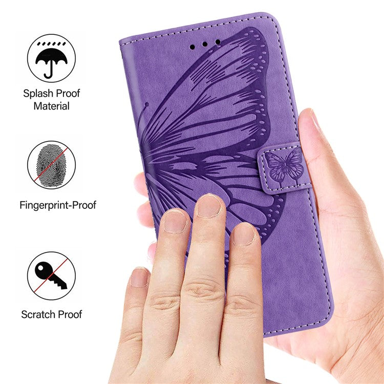 YB Imprinting Series-4 For Oppo A2 Pro 5G / A3 Pro (China) 5G Case with Wrist Strap Leather Wallet Phone Cover - Light Purple