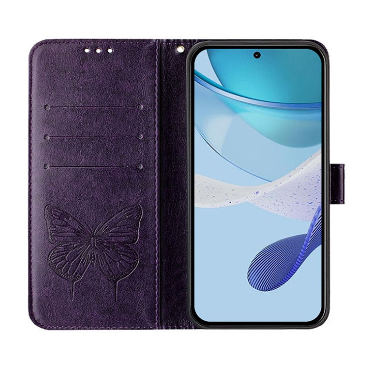 YB Imprinting Series-4 For Oppo A2 Pro 5G / A3 Pro (China) 5G Case with Wrist Strap Leather Wallet Phone Cover - Dark Purple