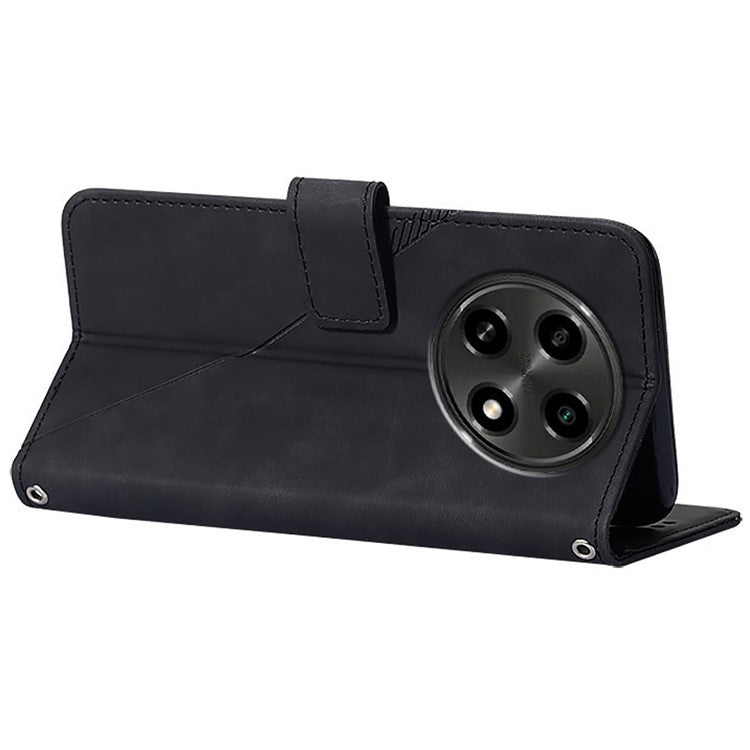 YB Imprinting Series-2 for Oppo A2 Pro 5G / A3 Pro (China) 5G Case PU Leather Imprinted Phone Cover with Shoulder Strap - Black