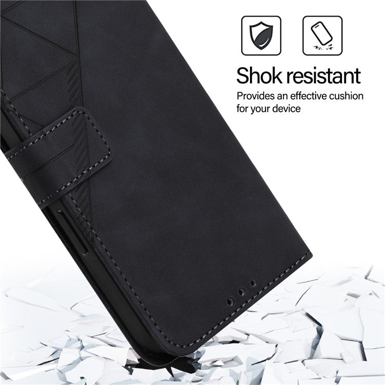 YB Imprinting Series-2 for Oppo A2 Pro 5G / A3 Pro (China) 5G Case PU Leather Imprinted Phone Cover with Shoulder Strap - Black