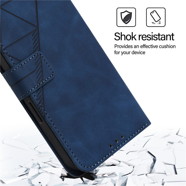 YB Imprinting Series-2 for Oppo A2 Pro 5G / A3 Pro (China) 5G Case PU Leather Imprinted Phone Cover with Shoulder Strap - Sapphire