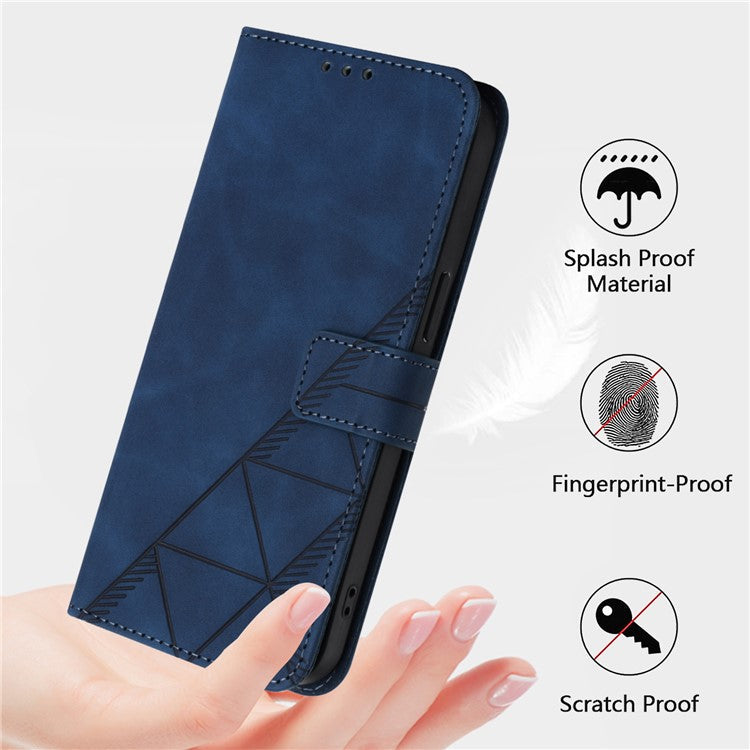 YB Imprinting Series-2 for Oppo A2 Pro 5G / A3 Pro (China) 5G Case PU Leather Imprinted Phone Cover with Shoulder Strap - Sapphire