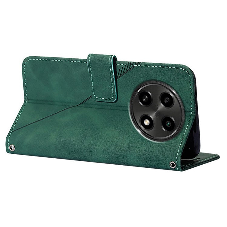 YB Imprinting Series-2 for Oppo A2 Pro 5G / A3 Pro (China) 5G Case PU Leather Imprinted Phone Cover with Shoulder Strap - Blackish Green