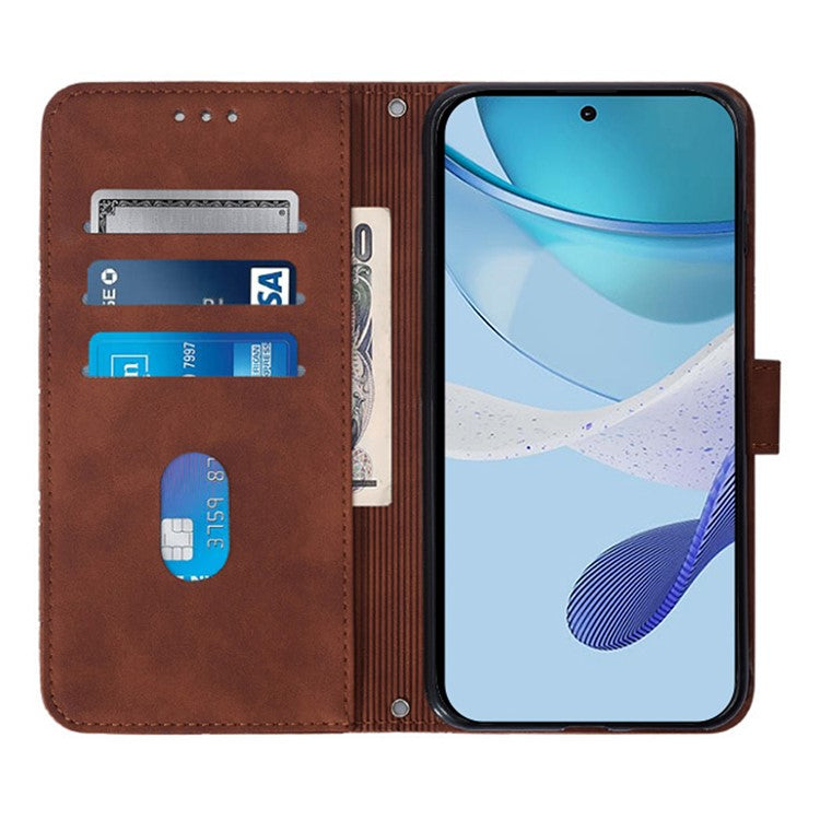 YB Imprinting Series-2 for Oppo A2 Pro 5G / A3 Pro (China) 5G Case PU Leather Imprinted Phone Cover with Shoulder Strap - Brown
