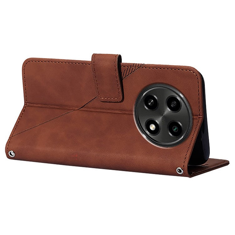 YB Imprinting Series-2 for Oppo A2 Pro 5G / A3 Pro (China) 5G Case PU Leather Imprinted Phone Cover with Shoulder Strap - Brown