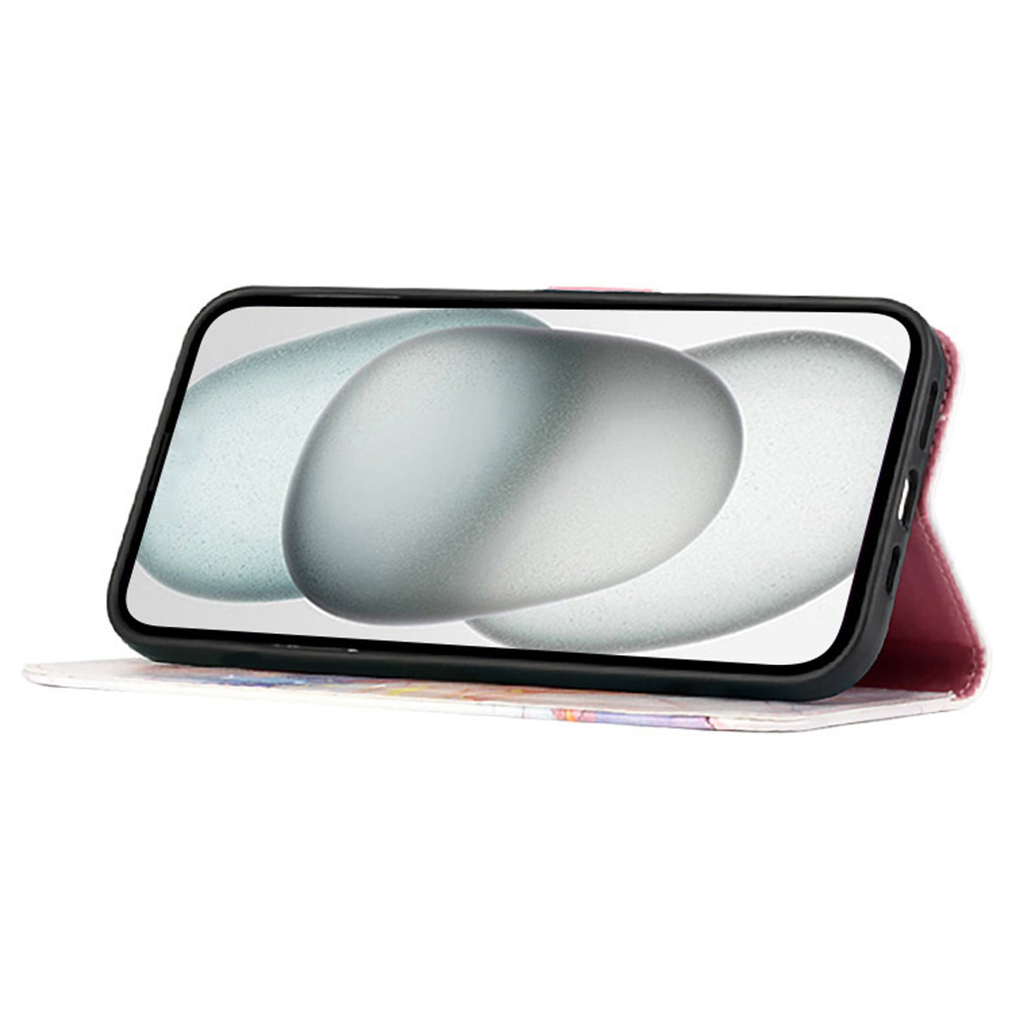 For Samsung Galaxy Z Fold6 5G Case with Strap Leather Wallet Phone Cover - Milky Way Marble White LS004