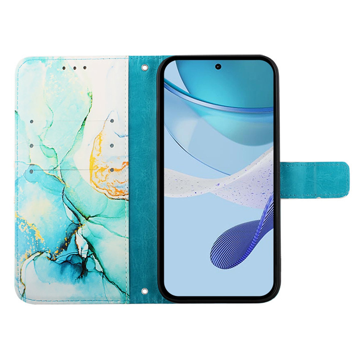 YB Pattern Printing Leather Series-5 For Samsung Galaxy Z Fold6 5G Case Flip Folio Marble Phone Cover - Green LS003