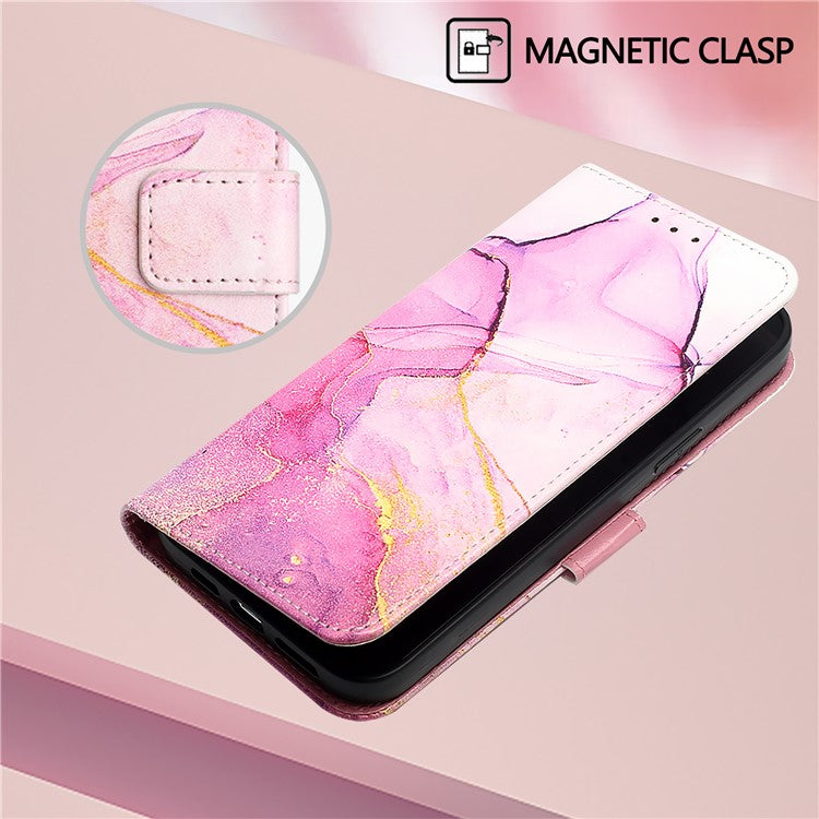 YB Pattern Printing Leather Series-5 For Oppo A2 Pro 5G / A3 Pro (China) 5G Case Card Holder Magnetic Clasp Phone Cover - Pink+Purple+Gold LS001