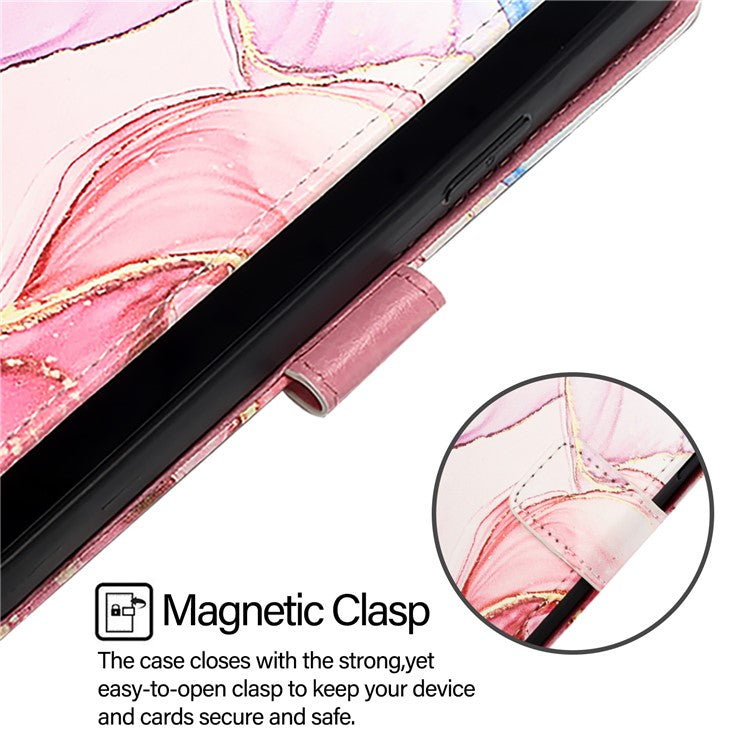 YB Pattern Printing Leather Series-5 For Oppo A2 Pro 5G / A3 Pro (China) 5G Case Card Holder Magnetic Clasp Phone Cover - Rose Gold LS005