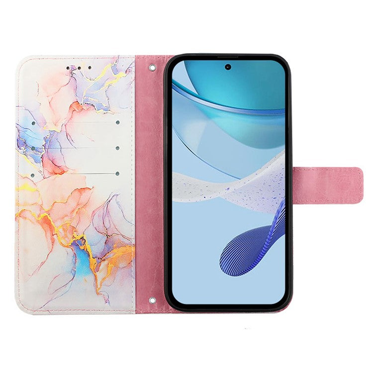 YB Pattern Printing Leather Series-5 For Oppo A2 Pro 5G / A3 Pro (China) 5G Case Card Holder Magnetic Clasp Phone Cover - Milky Way Marble White LS004