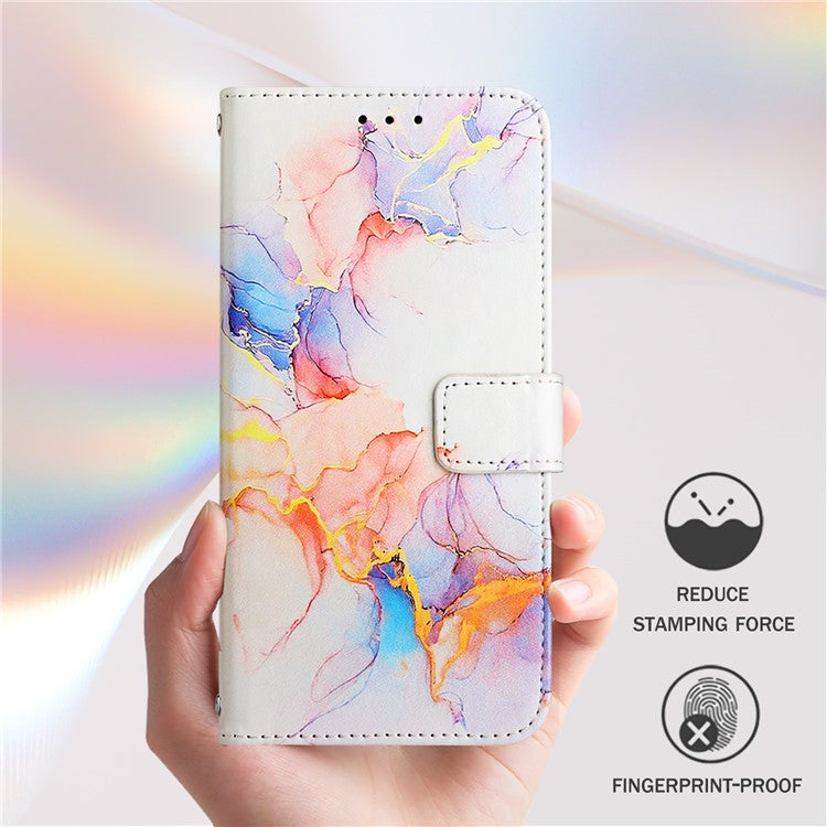 YB Pattern Printing Leather Series-5 For Oppo A2 Pro 5G / A3 Pro (China) 5G Case Card Holder Magnetic Clasp Phone Cover - Milky Way Marble White LS004