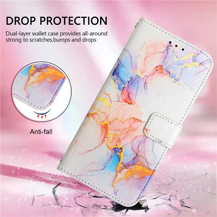 YB Pattern Printing Leather Series-5 For Oppo A2 Pro 5G / A3 Pro (China) 5G Case Card Holder Magnetic Clasp Phone Cover - Milky Way Marble White LS004