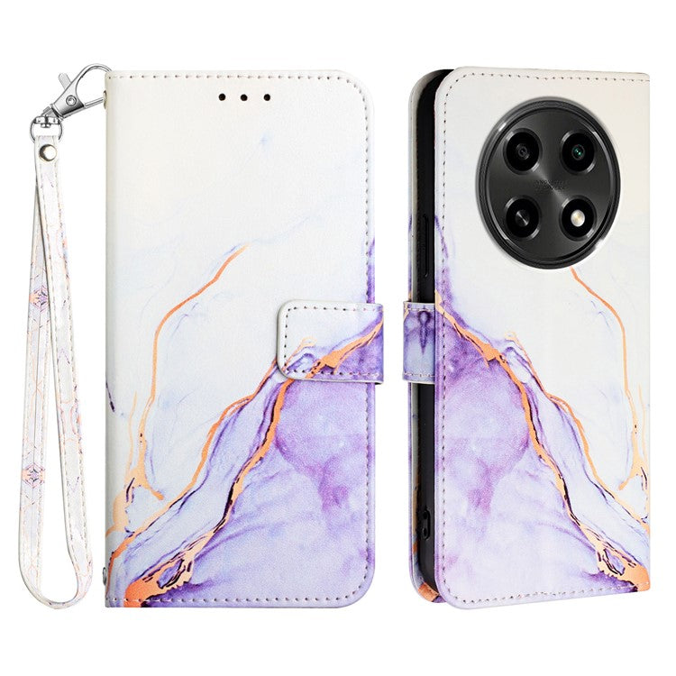 YB Pattern Printing Leather Series-5 For Oppo A2 Pro 5G / A3 Pro (China) 5G Case Card Holder Magnetic Clasp Phone Cover - White+Purple LS006