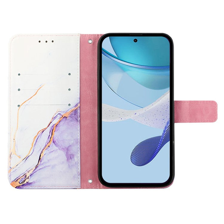 YB Pattern Printing Leather Series-5 For Oppo A2 Pro 5G / A3 Pro (China) 5G Case Card Holder Magnetic Clasp Phone Cover - White+Purple LS006