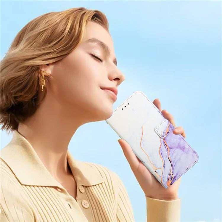 YB Pattern Printing Leather Series-5 For Oppo A2 Pro 5G / A3 Pro (China) 5G Case Card Holder Magnetic Clasp Phone Cover - White+Purple LS006
