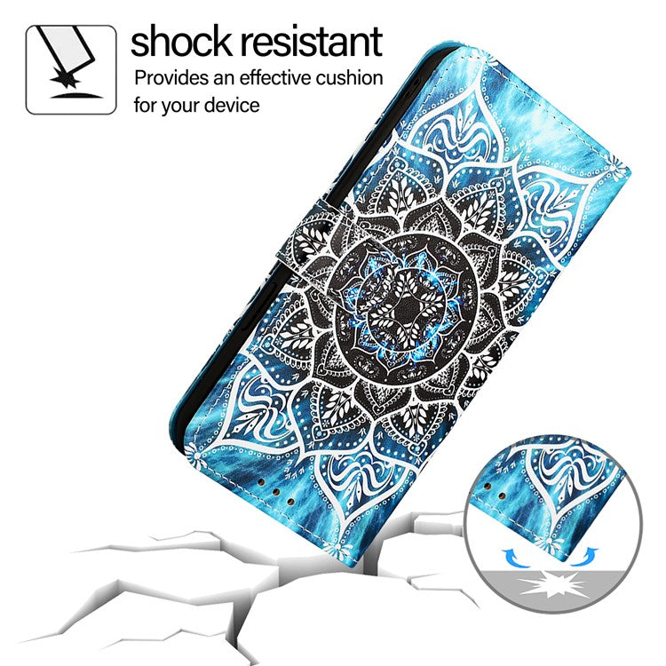 YB Pattern Printing Leather Series-4 for iPhone 16e Case Wallet Phone Cover Wholesale - Mandala Flower