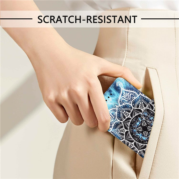 YB Pattern Printing Leather Series-4 for iPhone 16e Case Wallet Phone Cover Wholesale - Mandala Flower
