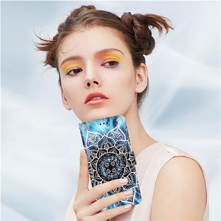 YB Pattern Printing Leather Series-4 for iPhone 16e Case Wallet Phone Cover Wholesale - Mandala Flower