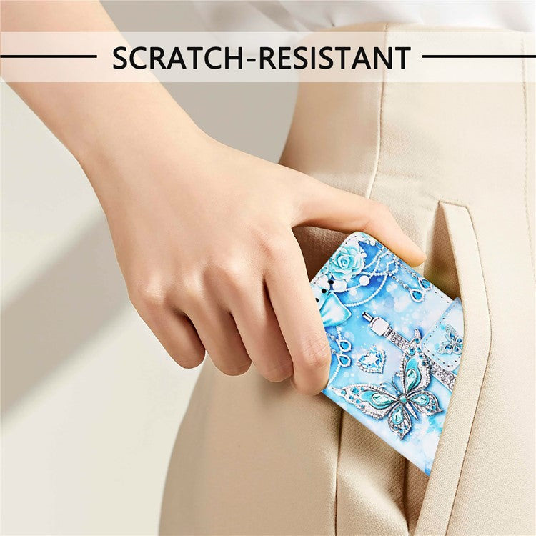 YB Pattern Printing Leather Series-4 for iPhone 16e Case Wallet Phone Cover Wholesale - Eiffel Tower and Butterfly