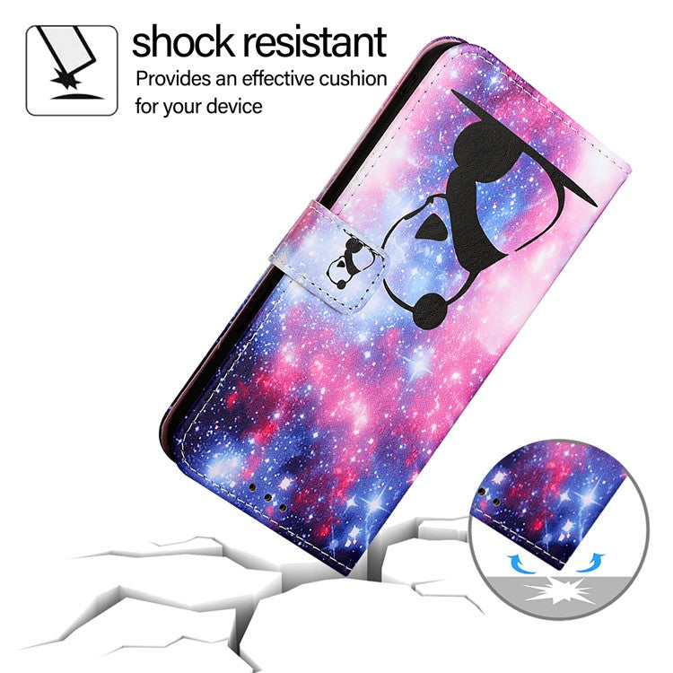 YB Pattern Printing Leather Series-4 for iPhone 16e Case Wallet Phone Cover Wholesale - Baby Panda