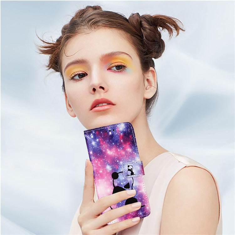 YB Pattern Printing Leather Series-4 for iPhone 16e Case Wallet Phone Cover Wholesale - Baby Panda