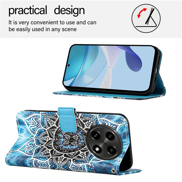 YB Pattern Printing Leather Series-4 for Oppo A2 Pro 5G / A3 Pro (China) 5G Leather Phone Case Wallet Flip Cover - Mandala Flower