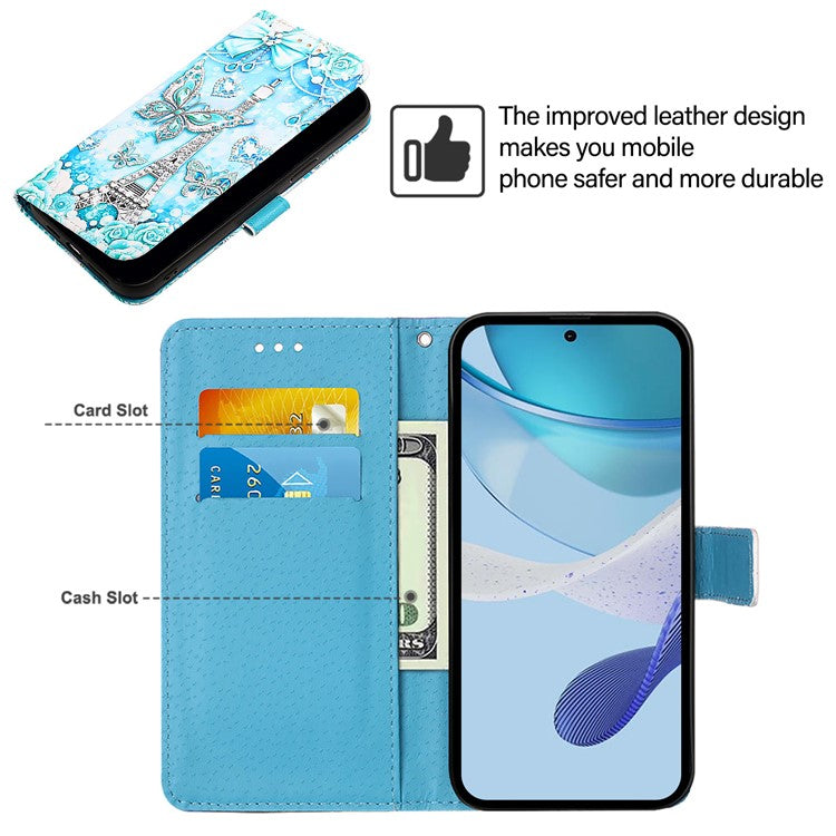 YB Pattern Printing Leather Series-4 for Oppo A2 Pro 5G / A3 Pro (China) 5G Leather Phone Case Wallet Flip Cover - Eiffel Tower and Butterfly