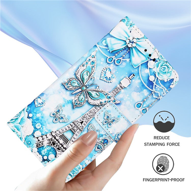 YB Pattern Printing Leather Series-4 for Oppo A2 Pro 5G / A3 Pro (China) 5G Leather Phone Case Wallet Flip Cover - Eiffel Tower and Butterfly