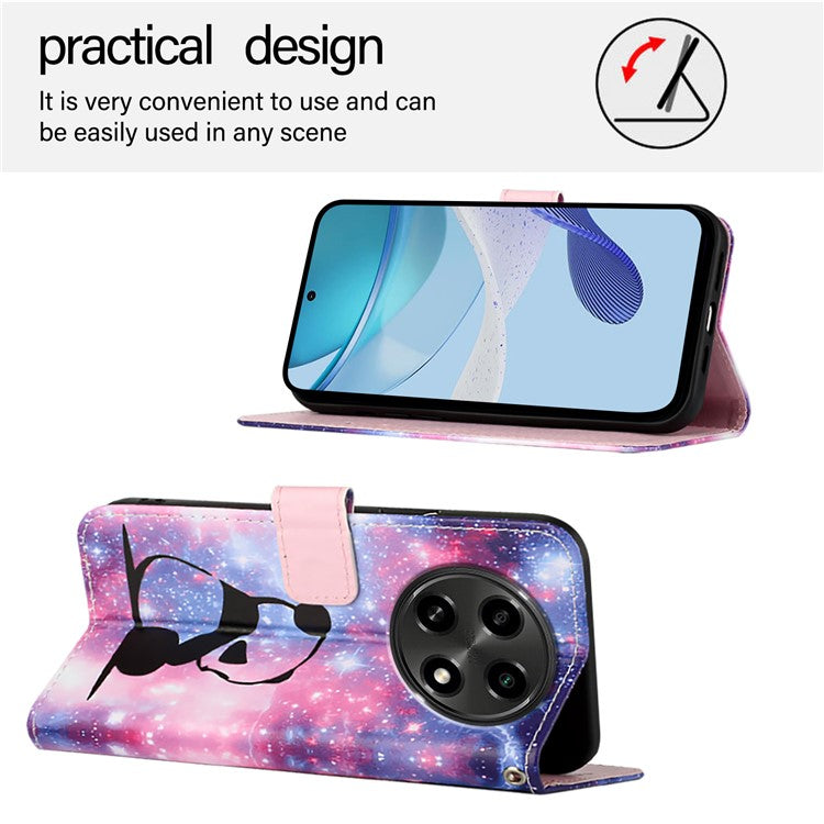 YB Pattern Printing Leather Series-4 for Oppo A2 Pro 5G / A3 Pro (China) 5G Leather Phone Case Wallet Flip Cover - Baby Panda