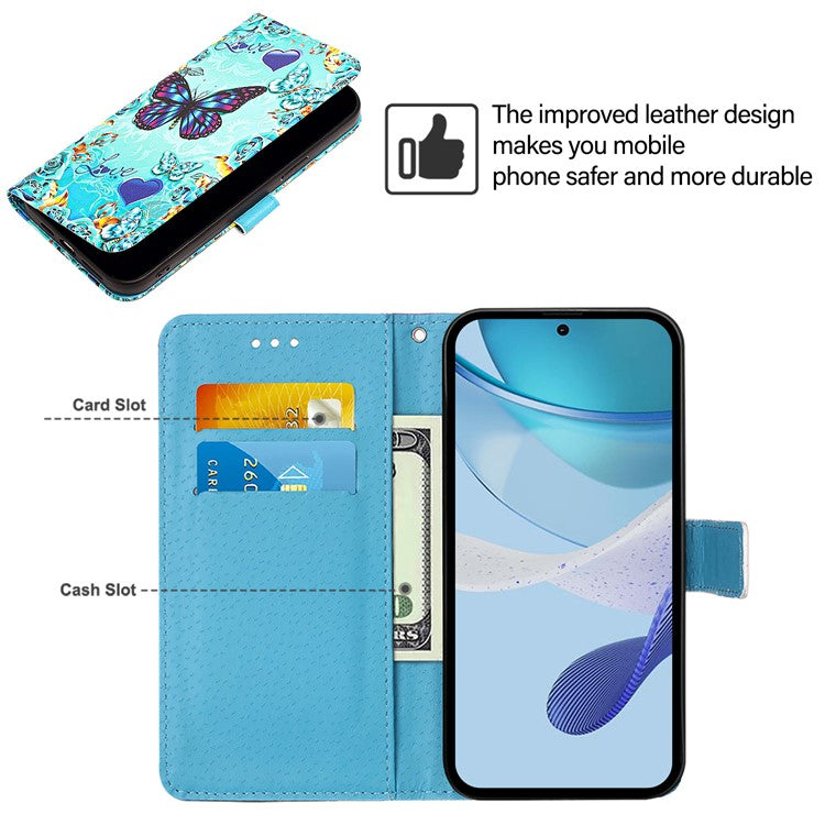 YB Pattern Printing Leather Series-4 for Oppo A2 Pro 5G / A3 Pro (China) 5G Leather Phone Case Wallet Flip Cover - Butterfly and Heart