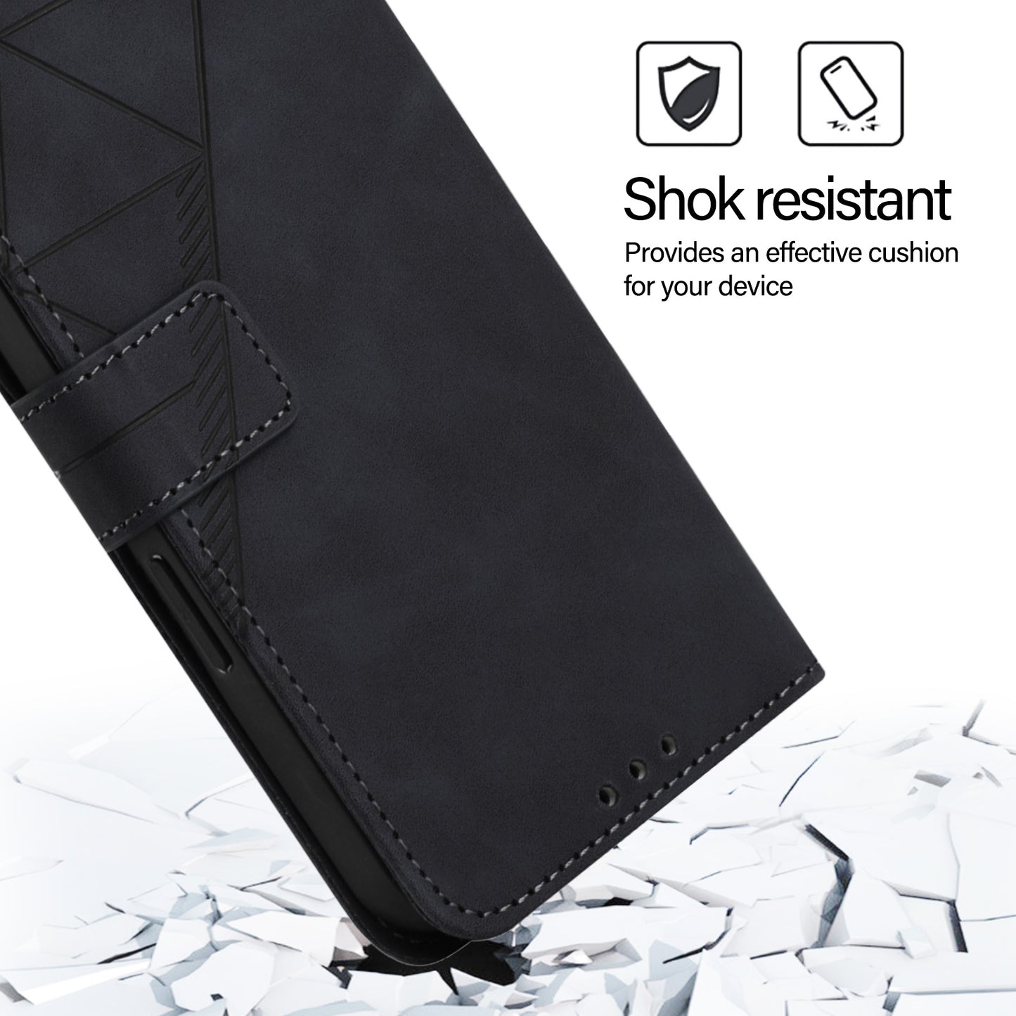For Samsung Galaxy Z Fold6 5G Case PU Leather Wrist Strap Magnetic Closure Phone Cover - Black