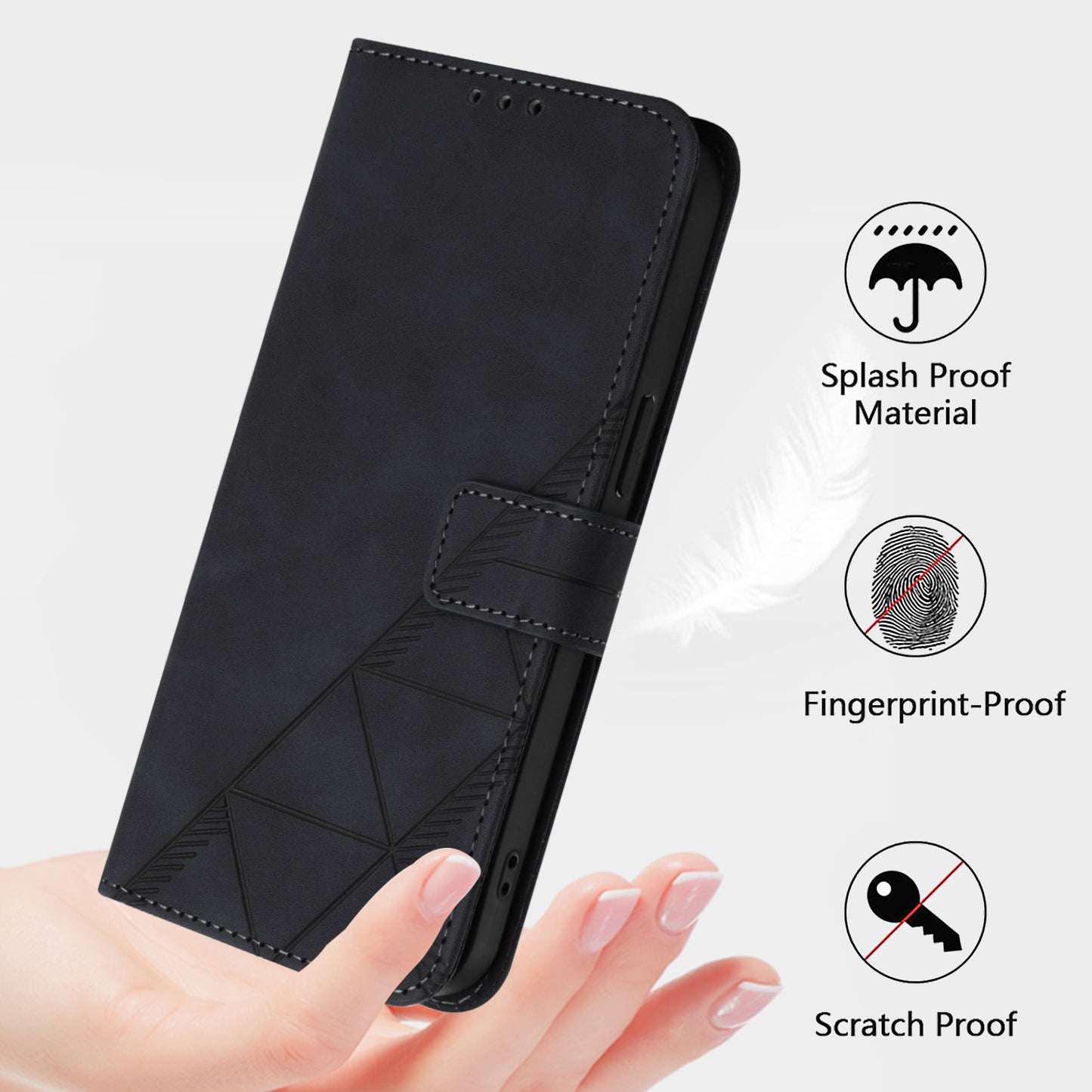 For Samsung Galaxy Z Fold6 5G Case PU Leather Wrist Strap Magnetic Closure Phone Cover - Black