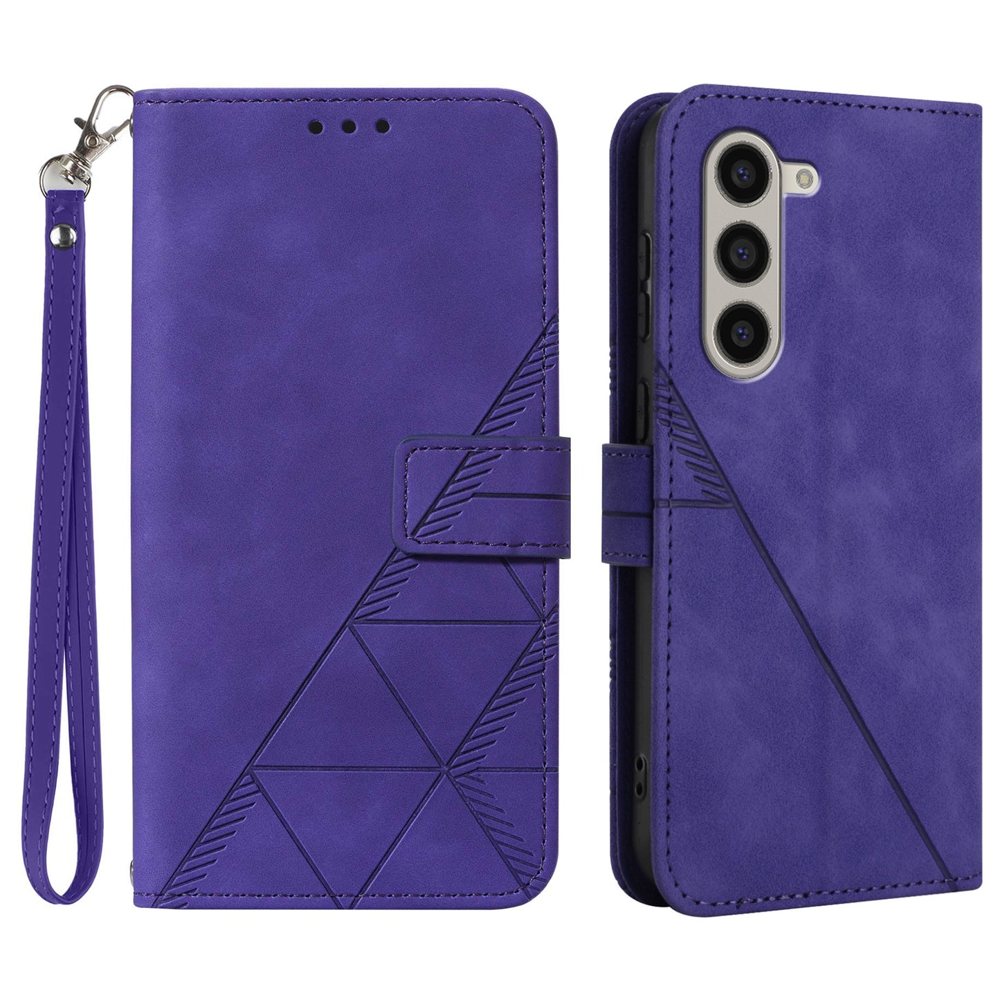 For Samsung Galaxy Z Fold6 5G Case PU Leather Wrist Strap Magnetic Closure Phone Cover - Purple