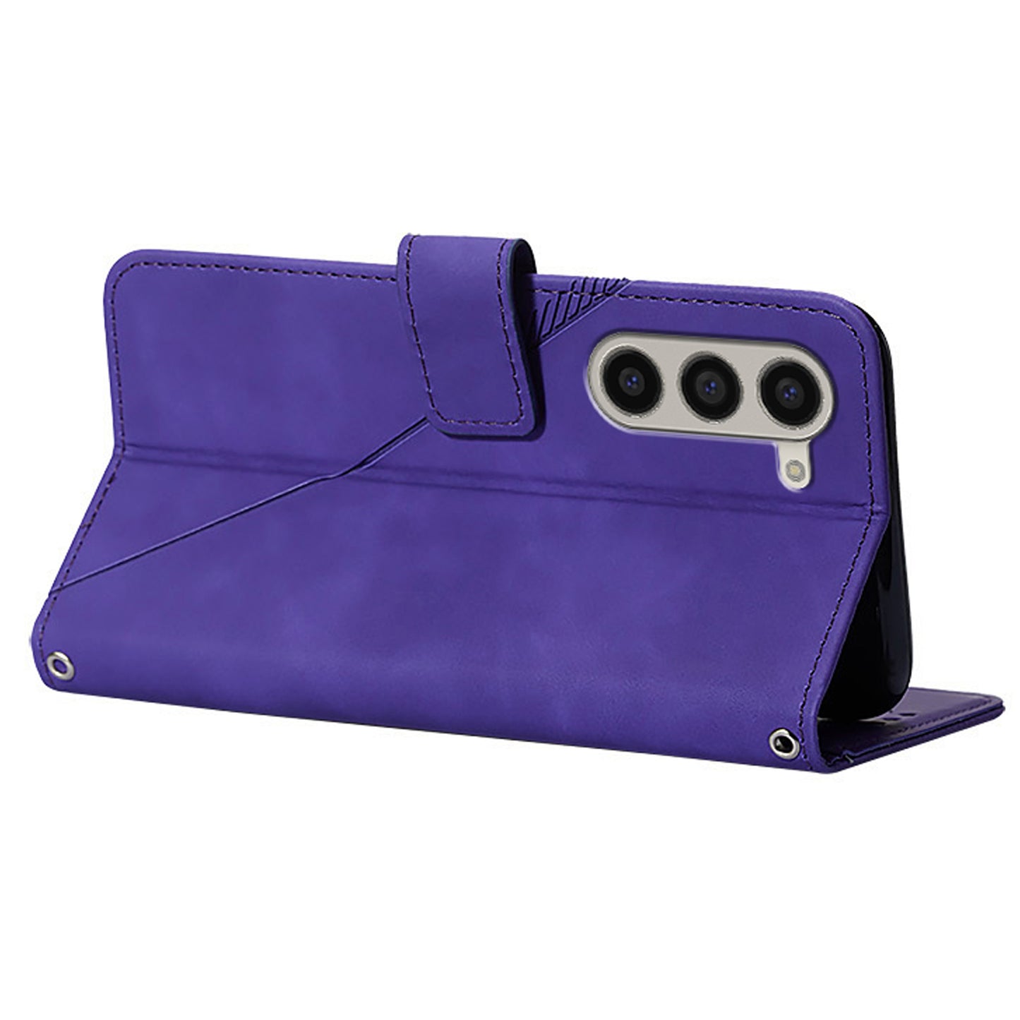 For Samsung Galaxy Z Fold6 5G Case PU Leather Wrist Strap Magnetic Closure Phone Cover - Purple