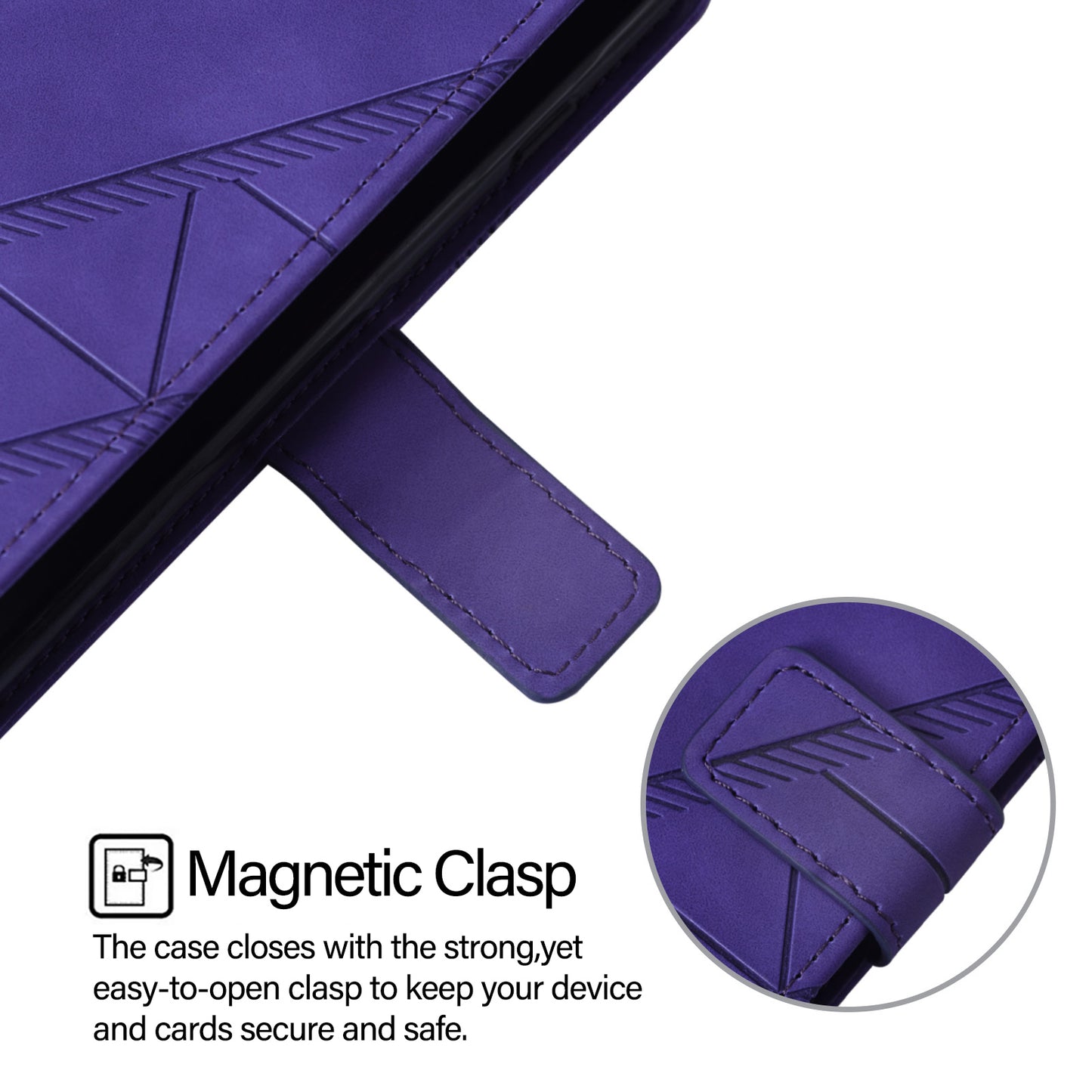 For Samsung Galaxy Z Fold6 5G Case PU Leather Wrist Strap Magnetic Closure Phone Cover - Purple