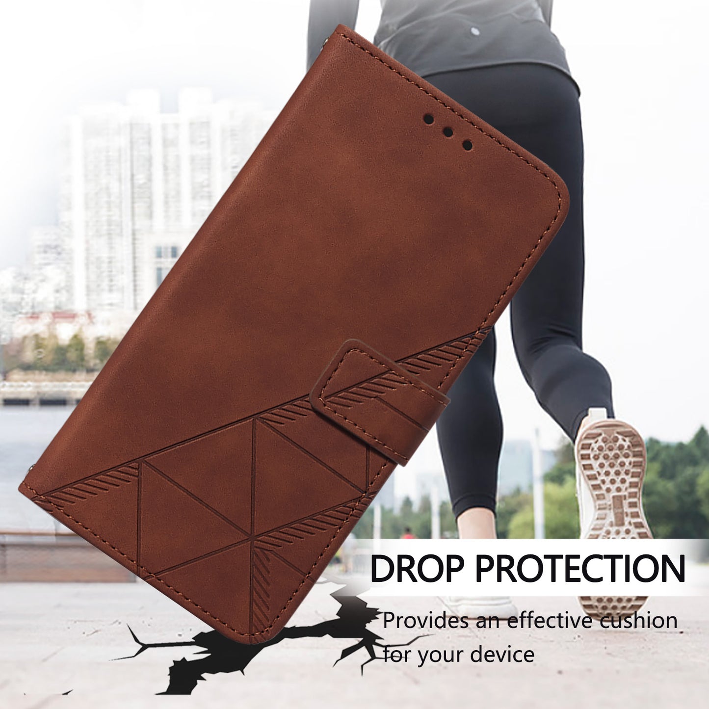 For Samsung Galaxy Z Fold6 5G Case PU Leather Wrist Strap Magnetic Closure Phone Cover - Brown