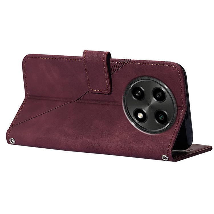 YB Imprinting Series-1 For Oppo A2 Pro 5G / A3 Pro (China) 5G Case PU Leather Wrist Strap Magnetic Closure Phone Cover - Wine Red