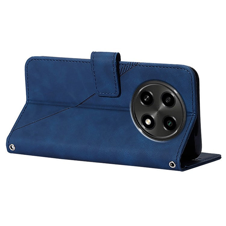 YB Imprinting Series-1 For Oppo A2 Pro 5G / A3 Pro (China) 5G Case PU Leather Wrist Strap Magnetic Closure Phone Cover - Sapphire