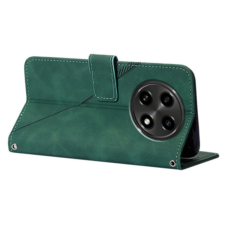 YB Imprinting Series-1 For Oppo A2 Pro 5G / A3 Pro (China) 5G Case PU Leather Wrist Strap Magnetic Closure Phone Cover - Blackish Green