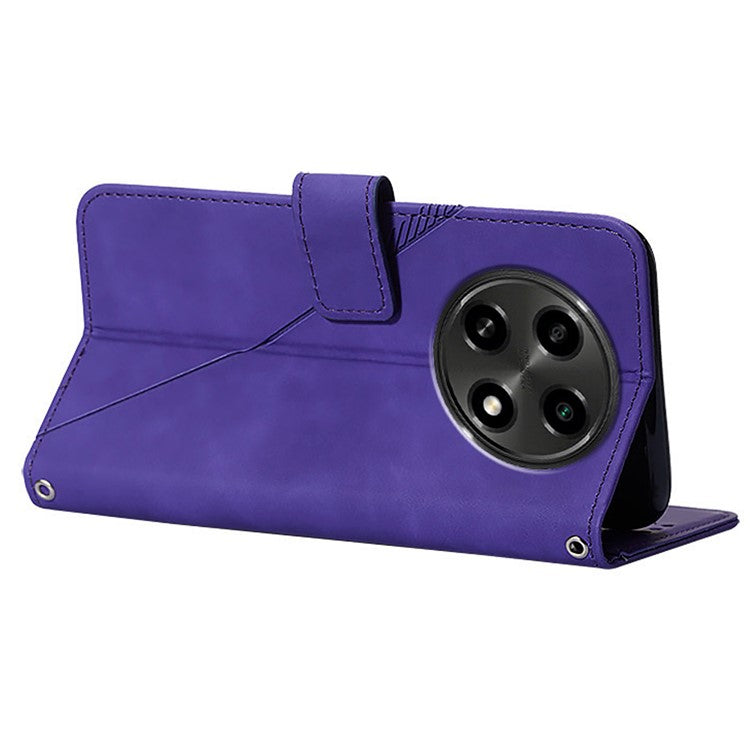 YB Imprinting Series-1 For Oppo A2 Pro 5G / A3 Pro (China) 5G Case PU Leather Wrist Strap Magnetic Closure Phone Cover - Purple