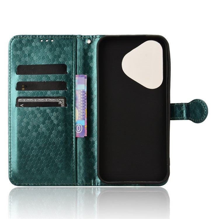 For Huawei Pura 70 Case PU Leather Dots Pattern Wallet Purse Phone Cover - Green