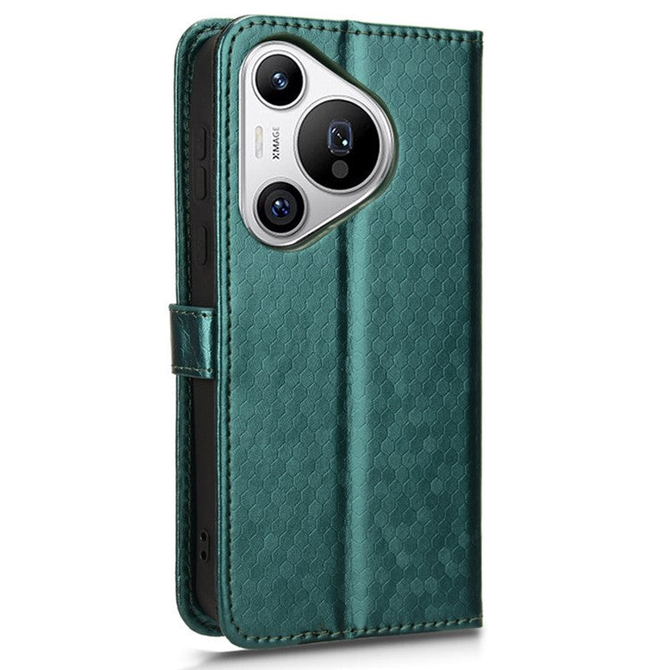 For Huawei Pura 70 Case PU Leather Dots Pattern Wallet Purse Phone Cover - Green