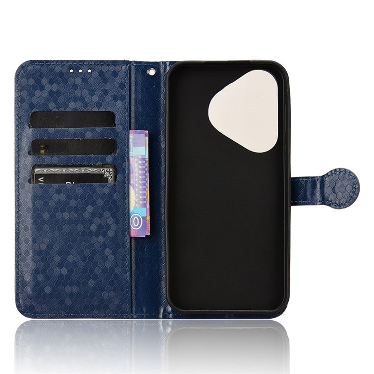 For Huawei Pura 70 Case PU Leather Dots Pattern Wallet Purse Phone Cover - Dark Blue