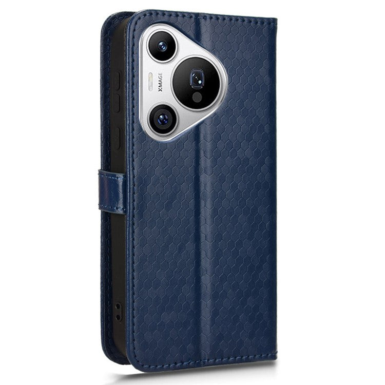 For Huawei Pura 70 Case PU Leather Dots Pattern Wallet Purse Phone Cover - Dark Blue