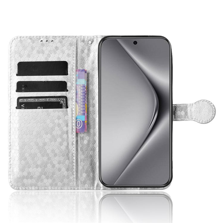 For Huawei Pura 70 Case PU Leather Dots Pattern Wallet Purse Phone Cover - Silver