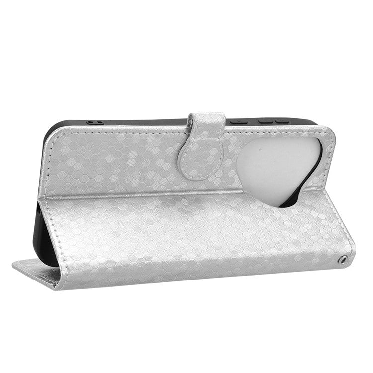 For Huawei Pura 70 Case PU Leather Dots Pattern Wallet Purse Phone Cover - Silver