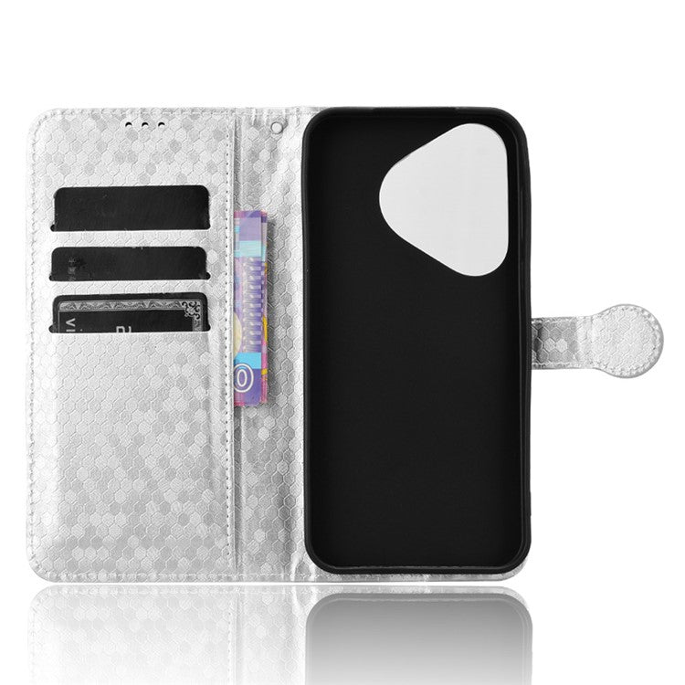 For Huawei Pura 70 Case PU Leather Dots Pattern Wallet Purse Phone Cover - Silver